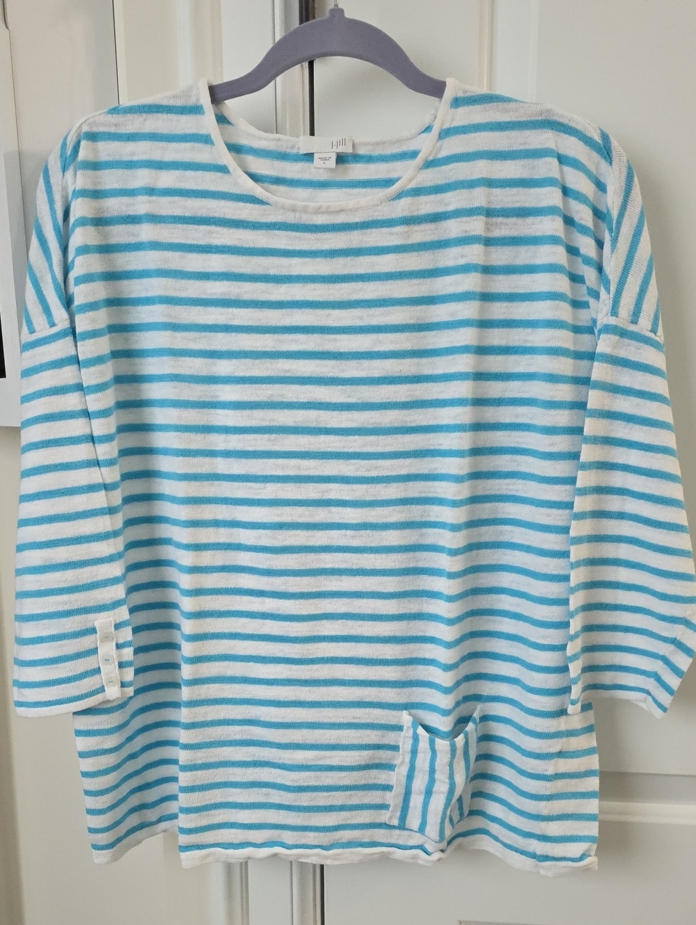 J Jill Blue And White Striped Sweater Top